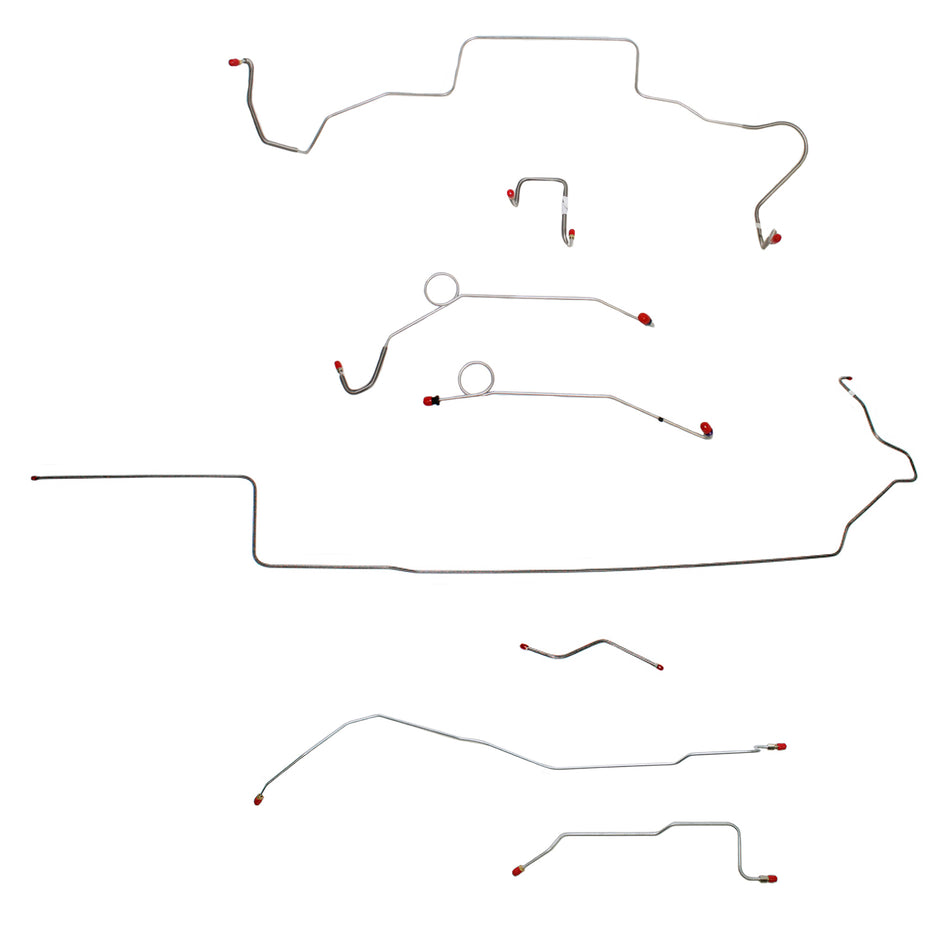 1967 MOPAR B-body w/ Power Disc, Right Front Over Frame, Dana Axle; Complete Brake Line Kit; Stainless - SSTubes
