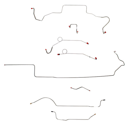 1967 MOPAR B-body w/ Power Disc, Right Front Over Frame, 8-3/4'' Axle; Complete Brake Line Kit; Stainless - SSTubes