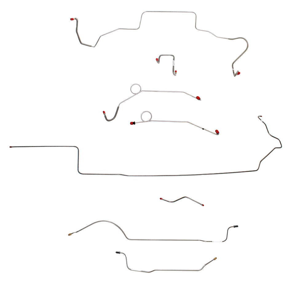 1967 MOPAR B-body w/ Power Disc, Right Front Over Frame, 8-3/4'' Axle; Complete Brake Line Kit; Stainless - SSTubes
