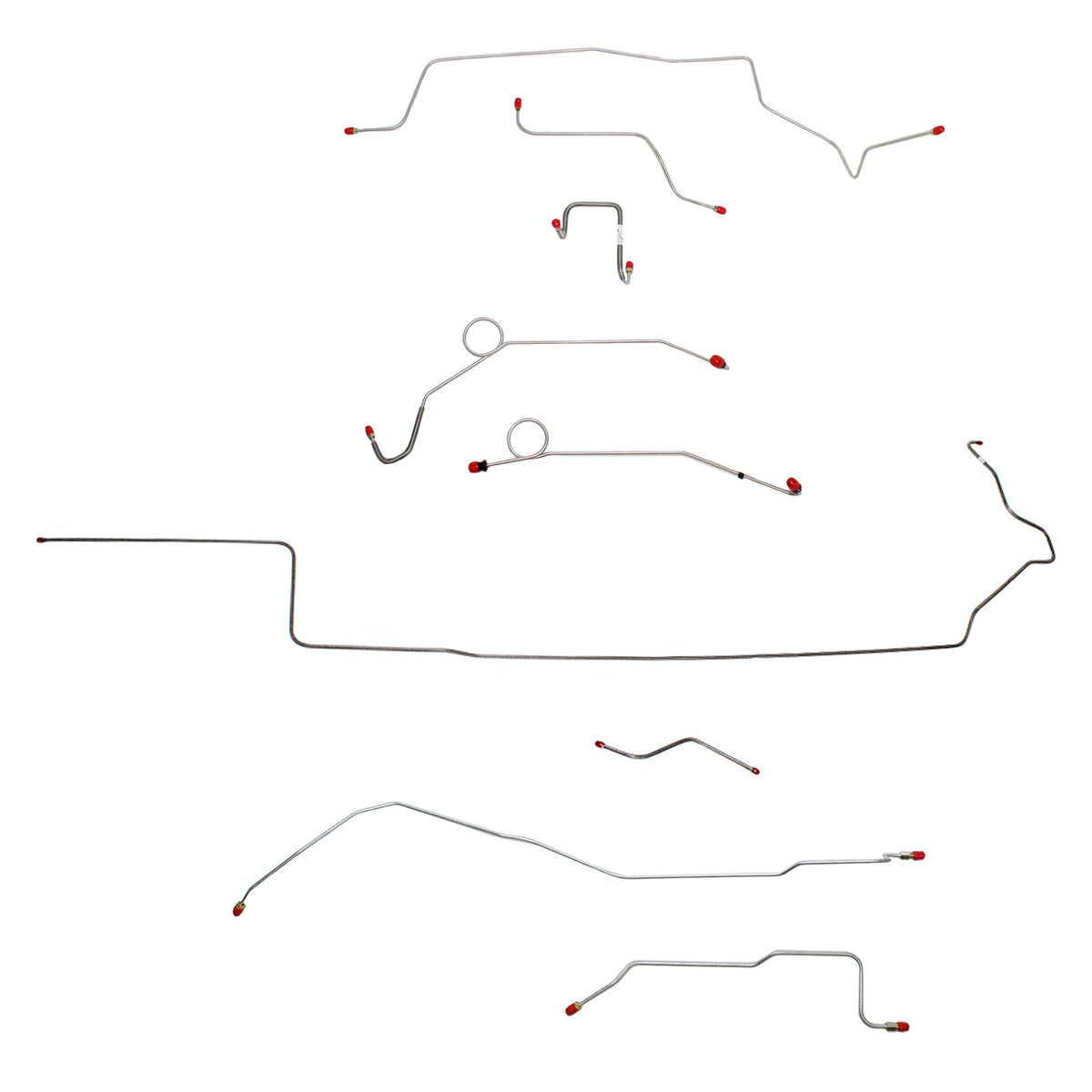 1967 MOPAR B-body w/ Power Disc, Right Front Over Frame Straight Across Firewall, Dana Axle; Complete Brake Line Kit; Stainless - SSTubes