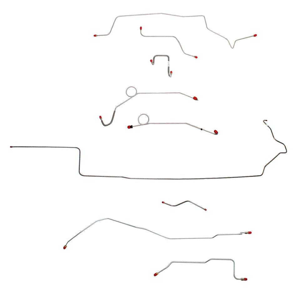 1967 MOPAR B-body w/ Power Disc, Right Front Over Frame Straight Across Firewall, Dana Axle; Complete Brake Line Kit; Stainless - SSTubes