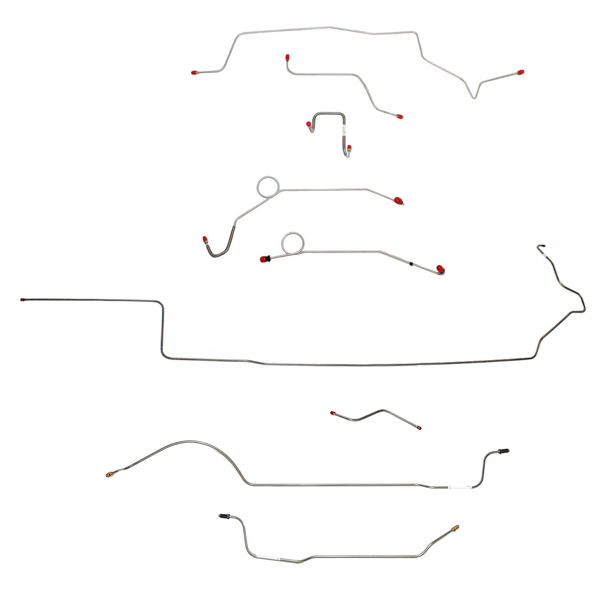 1967 MOPAR B-body complete brake line kit, steel lines designed for power disc brakes and 8-3/4'' axle.