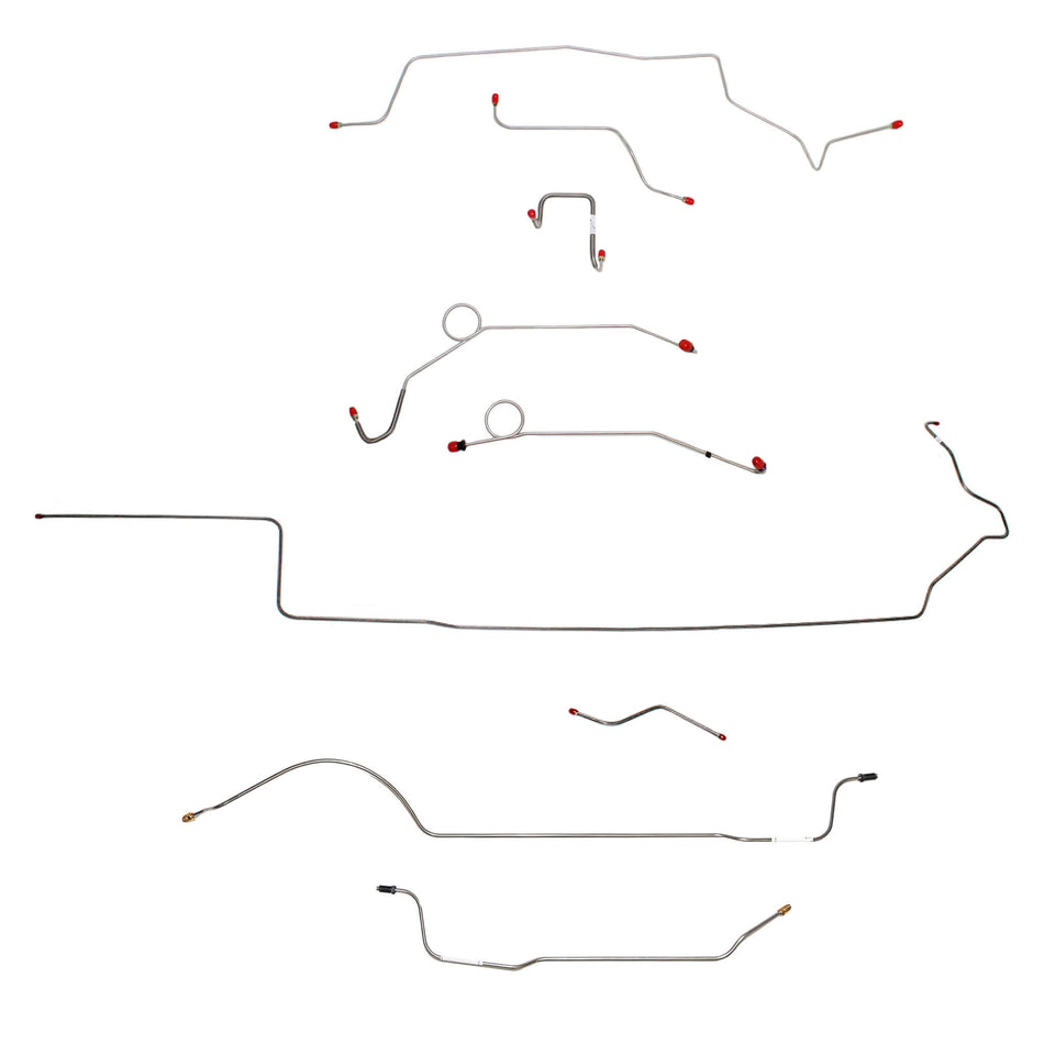 1967 MOPAR B-body complete brake line kit, steel lines designed for power disc brakes and 8-3/4'' axle.