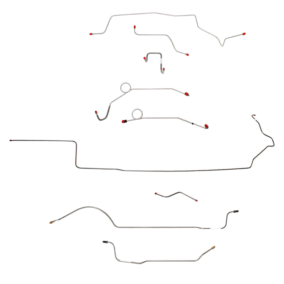 1967 MOPAR B-body w/ Power Disc, Right Front Over Frame Straight Across Firewall, 8-3/4'' Axle; Complete Brake Line Kit; Stainless - SSTubes