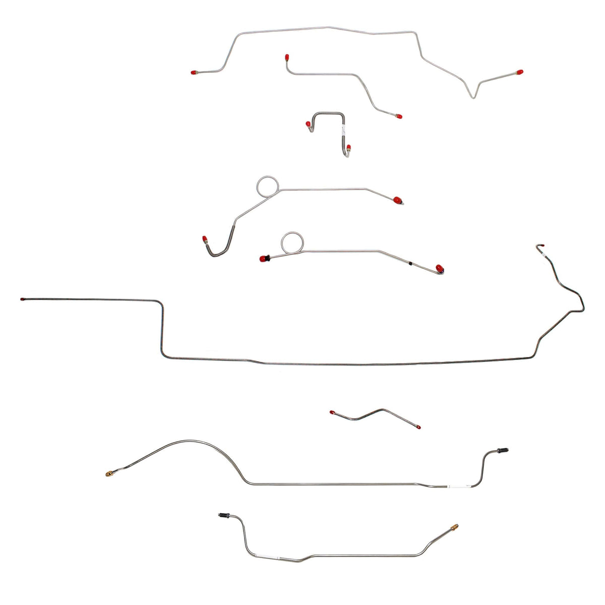 1967 MOPAR B-body complete brake line kit, steel lines designed for power disc brakes and 8-3/4'' axle.