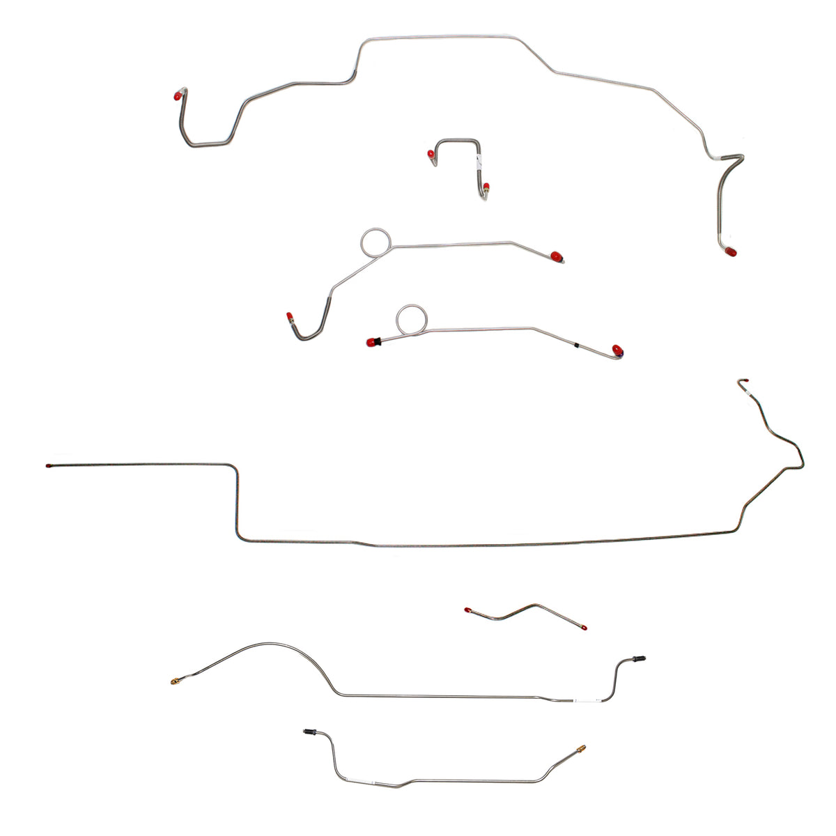 1967 MOPAR B-body w/ Power Disc, Right Front Over Frame Attaches to Fender, 8-3/4'' Axle; Complete Brake Line Kit; Stainless - SSTubes