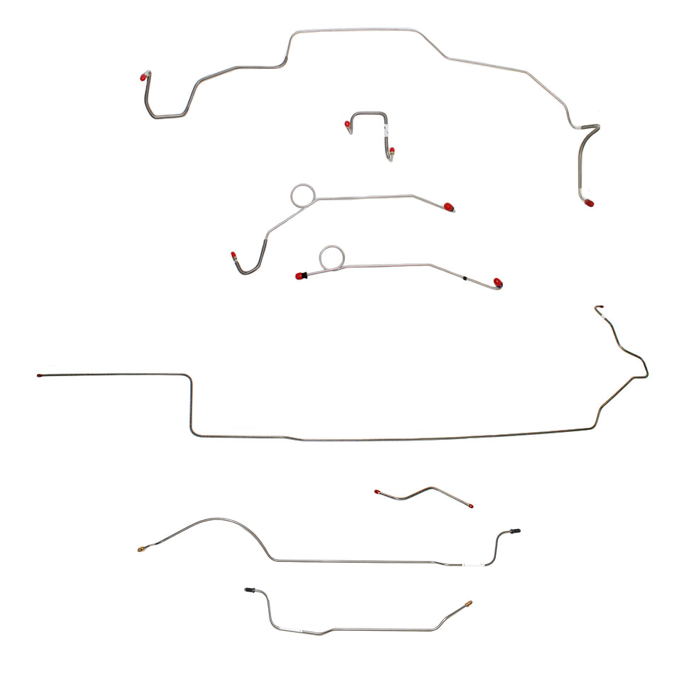1967 MOPAR B-body w/ Power Disc, Right Front Over Frame Attaches to Fender, 8-3/4'' Axle; Complete Brake Line Kit; Stainless - SSTubes