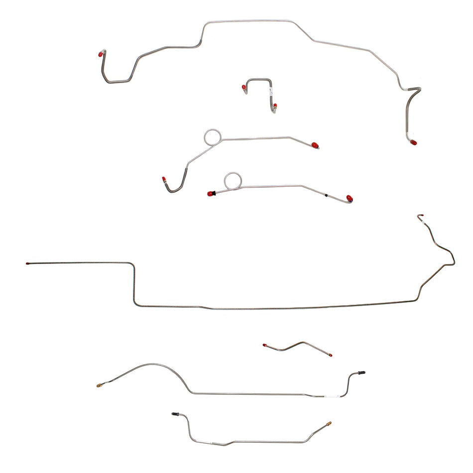 1967 MOPAR B-body w/ Power Disc, Right Front Over Frame Attaches to Fender, 8-3/4'' Axle; Complete Brake Line Kit; Stainless - SSTubes