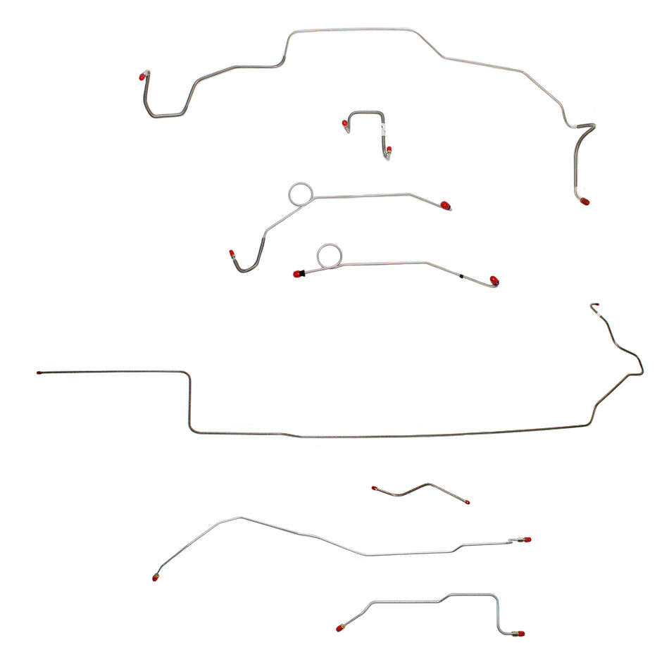 1968-70 MOPAR B-body w/ Power Disc, Right Front Over Frame Attaches to Fender, Hemi, Dana Axle; Complete Brake Line Kit; Steel - SSTubes