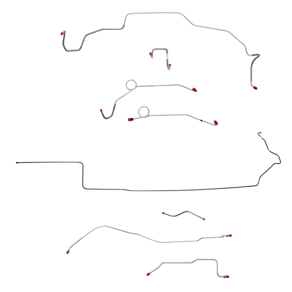 1968-70 MOPAR B-body w/ Power Disc, Right Front Over Frame Attaches to Fender, Hemi, Dana Axle; Complete Brake Line Kit; Steel - SSTubes