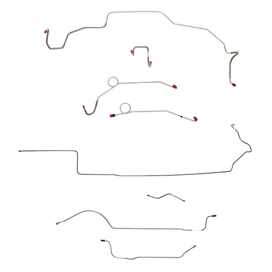 1968-69 MOPAR B-body w/ Power Disc, Right Front Over Frame Attaches to Fender, Hemi, 8-3/4'' Axle; Complete Brake Line Kit; Stainless - SSTubes