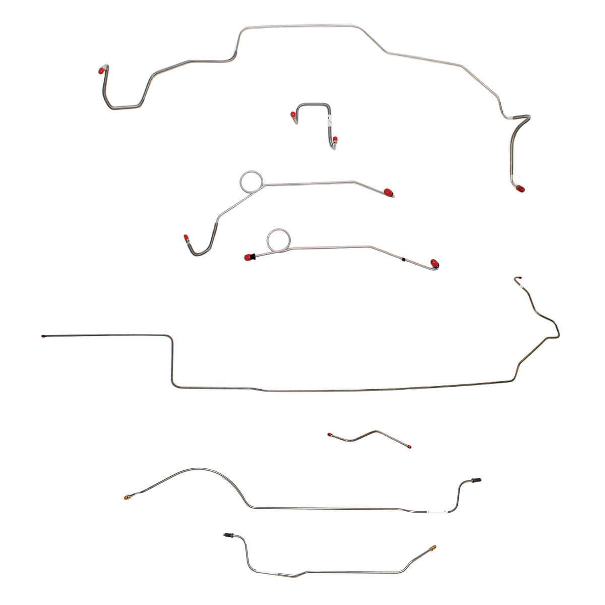 1968-69 MOPAR B-body w/ Power Disc, Right Front Over Frame Attaches to Fender, Hemi, 8-3/4'' Axle; Complete Brake Line Kit; Stainless - SSTubes