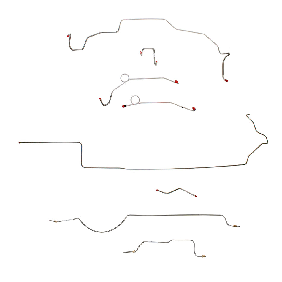 1970 MOPAR B-body w/ Power Disc, Right Front Over Frame Attaches to Fender, Hemi, 8-3/4'' Axle; Complete Brake Line Kit; Stainless - SSTubes