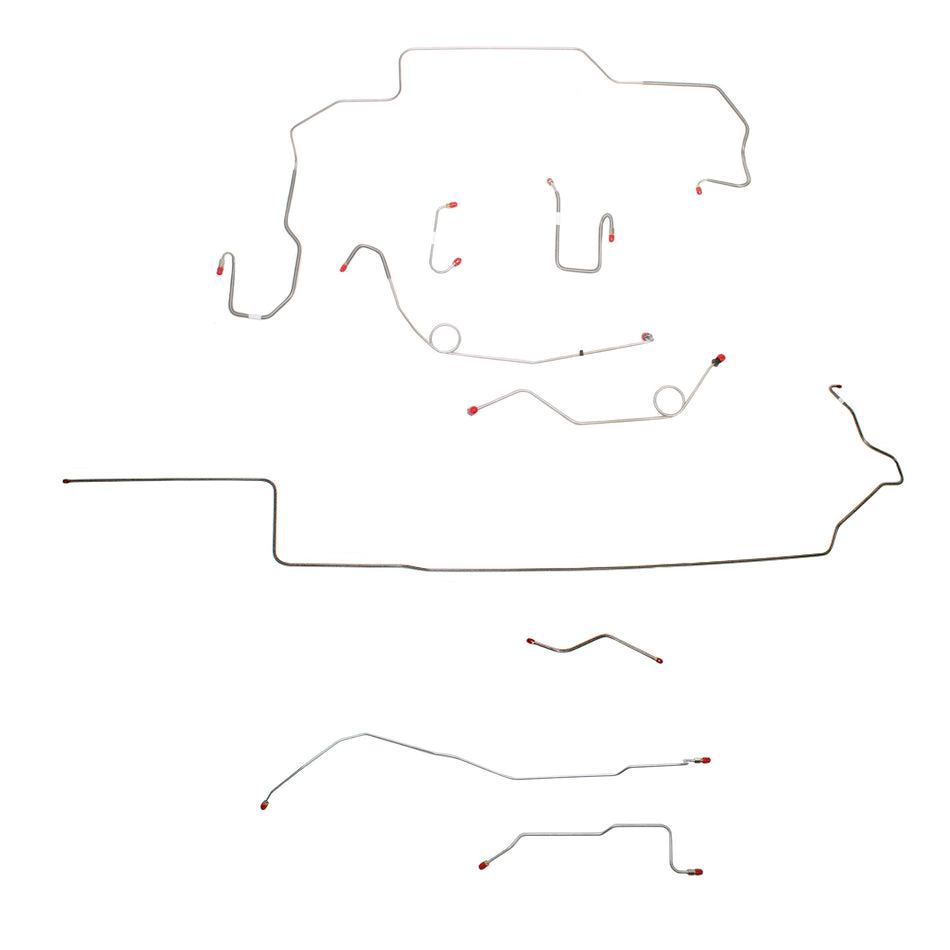 1968-70 MOPAR B-body w/ Power Disc, Left Ported Master, Right Front UNDER Frame, Hemi, Dana Axle; Complete Brake Line Kit; Steel - SSTubes