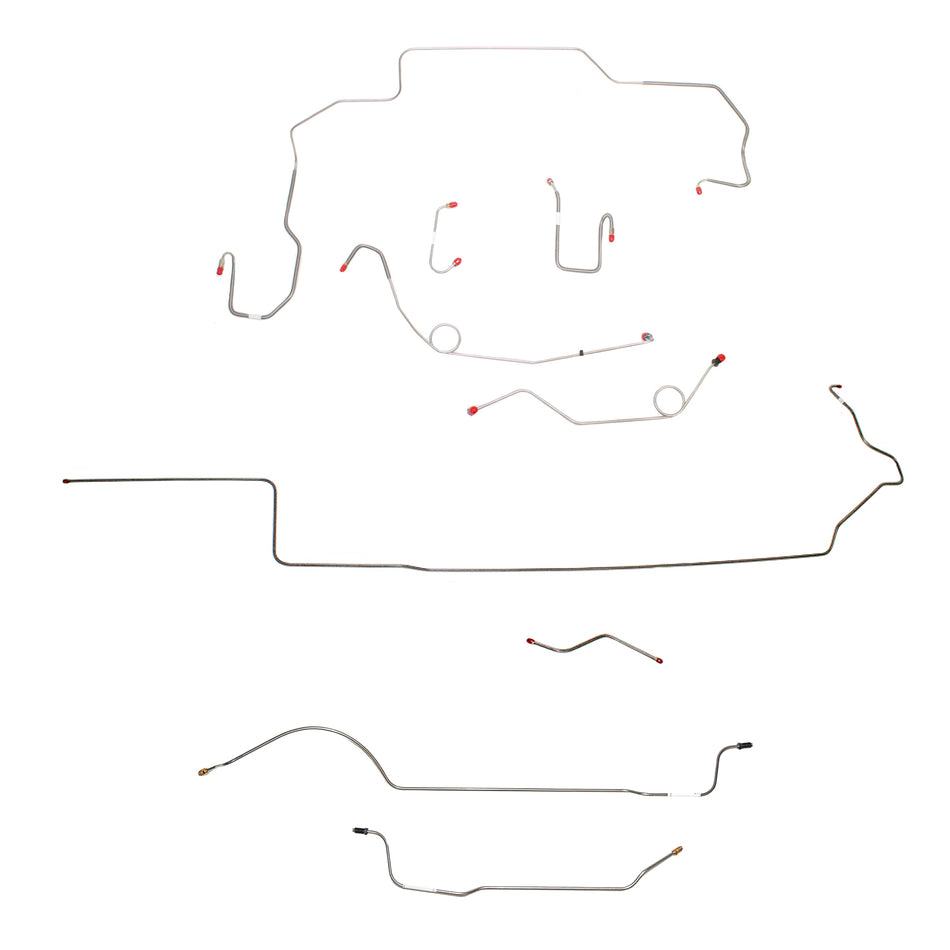 1968-69 MOPAR B-body w/ Power Disc, Left Ported Master, Right Front UNDER Frame, Hemi, 8-3/4'' Axle; Complete Brake Line Kit; Steel - SSTubes