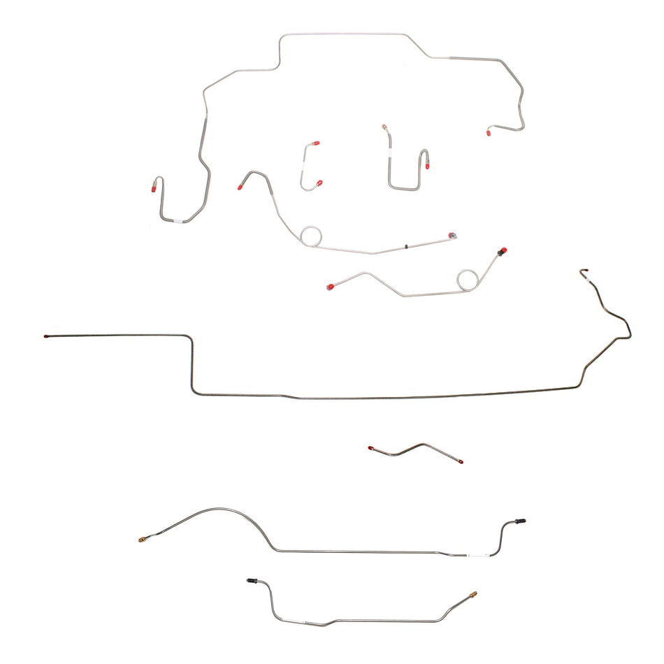 1968-69 MOPAR B-body w/ Power Disc, Left Ported Master, Right Front UNDER Frame, Hemi, 8-3/4'' Axle; Complete Brake Line Kit; Steel - SSTubes