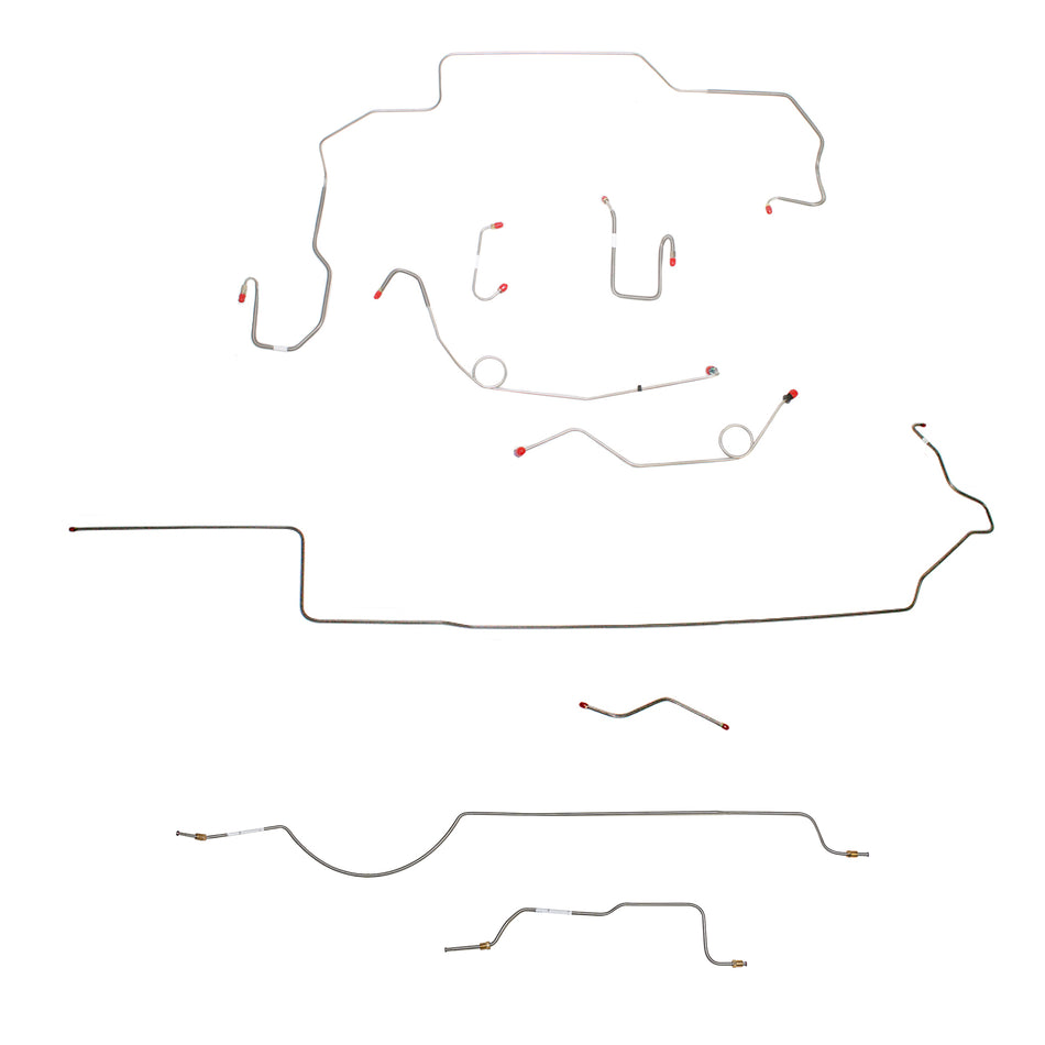 1970 MOPAR B-body w/ Power Disc, Left Ported Master, Right Front UNDER Frame, Hemi, 8-3/4'' Axle; Complete Brake Line Kit; Steel - SSTubes