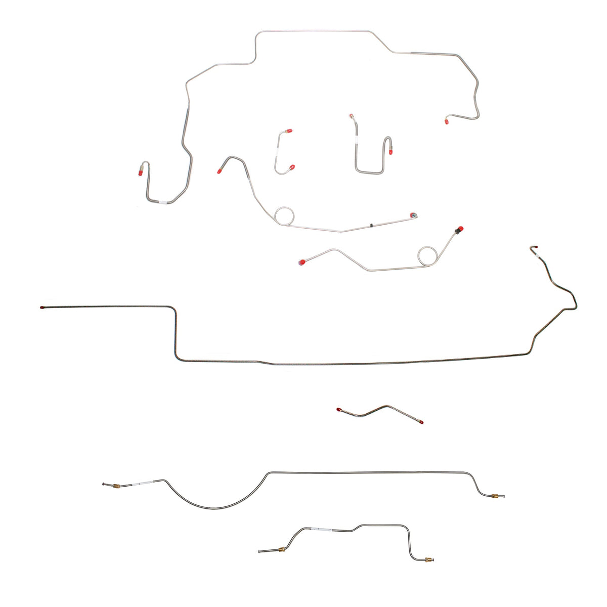 1970 MOPAR B-body w/ Power Disc, Left Ported Master, Right Front UNDER Frame, Hemi, 8-3/4'' Axle; Complete Brake Line Kit; Steel - SSTubes