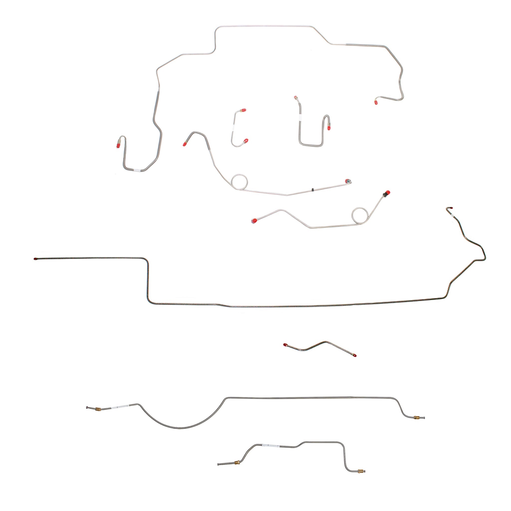 1970 MOPAR B-body w/ Power Disc, Left Ported Master, Right Front UNDER Frame, Hemi, 8-3/4'' Axle; Complete Brake Line Kit; Steel - SSTubes