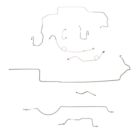 1970 MOPAR B-body w/ Power Disc, Left Ported Master, Right Front UNDER Frame, Hemi, 8-3/4'' Axle; Complete Brake Line Kit; Steel - SSTubes