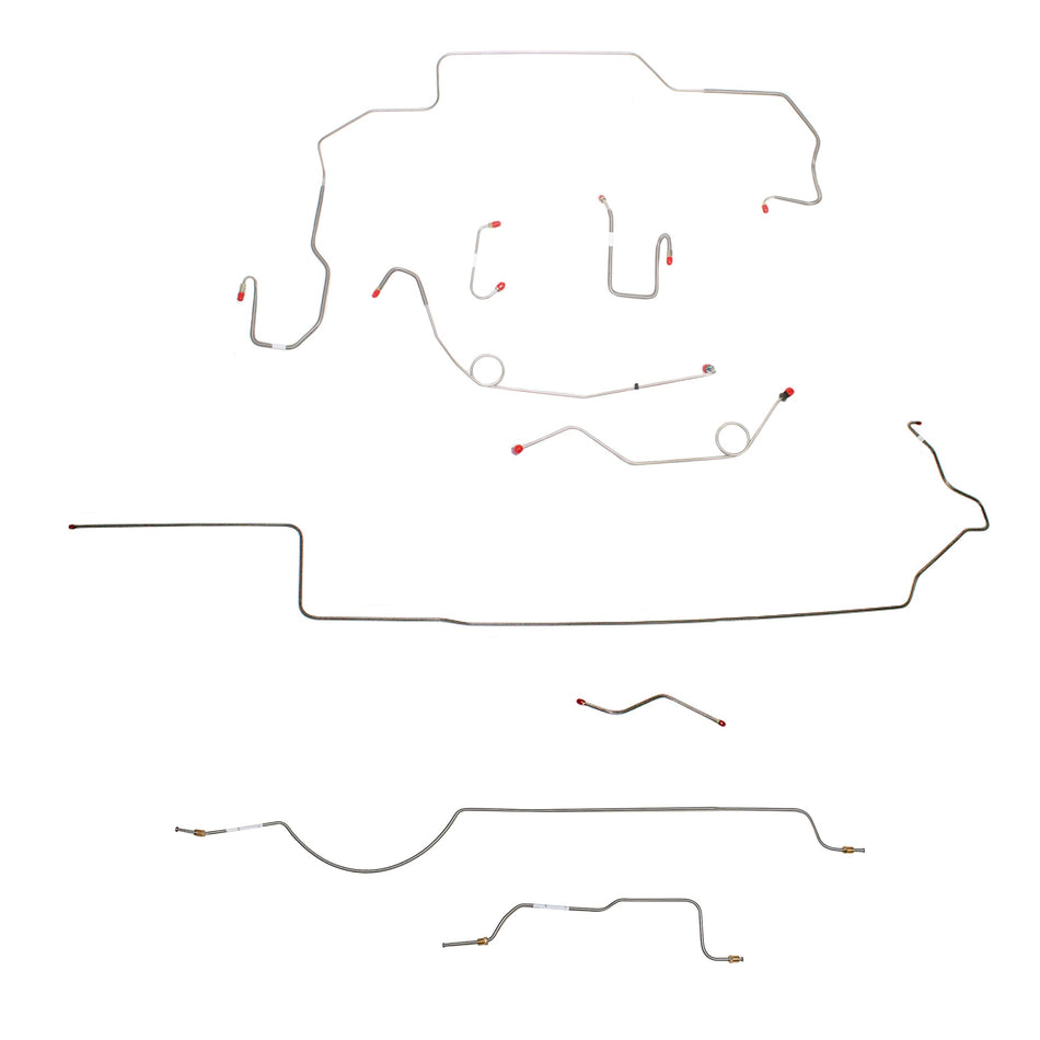 1970 MOPAR B-body w/ Power Disc, Left Ported Master, Right Front UNDER Frame, Hemi, 8-3/4'' Axle; Complete Brake Line Kit; Steel - SSTubes