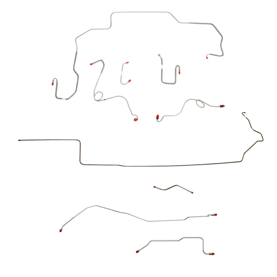 1968-70 MOPAR B-body w/ Power Disc, Right Ported Master, 3 Valves, Dana Axle; Complete Brake Line Kit; Stainless - SSTubes