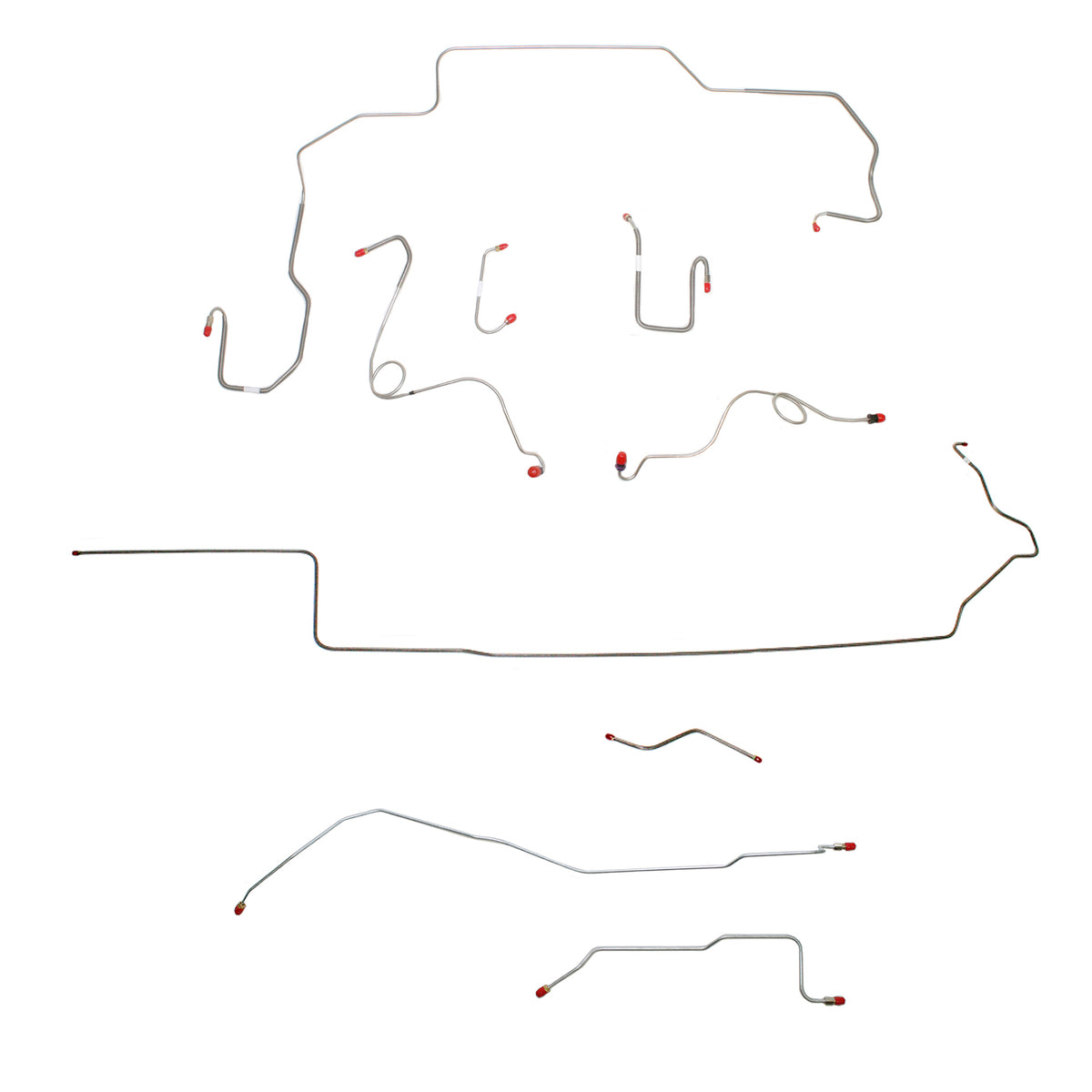 1968-70 MOPAR B-body w/ Power Disc, Right Ported Master, 3 Valves, Dana Axle; Complete Brake Line Kit; Steel - SSTubes