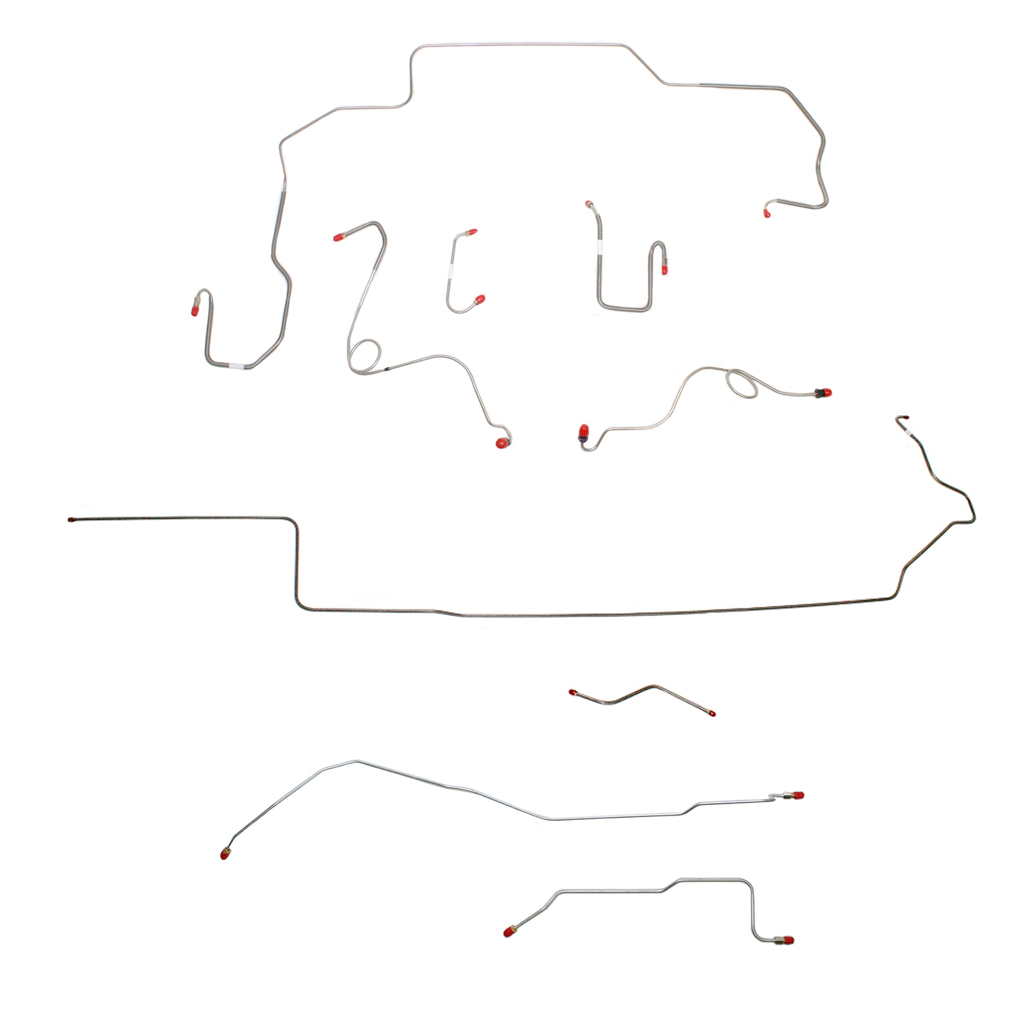 1968-70 MOPAR B-body w/ Power Disc, Right Ported Master, 3 Valves, Dana Axle; Complete Brake Line Kit; Steel - SSTubes