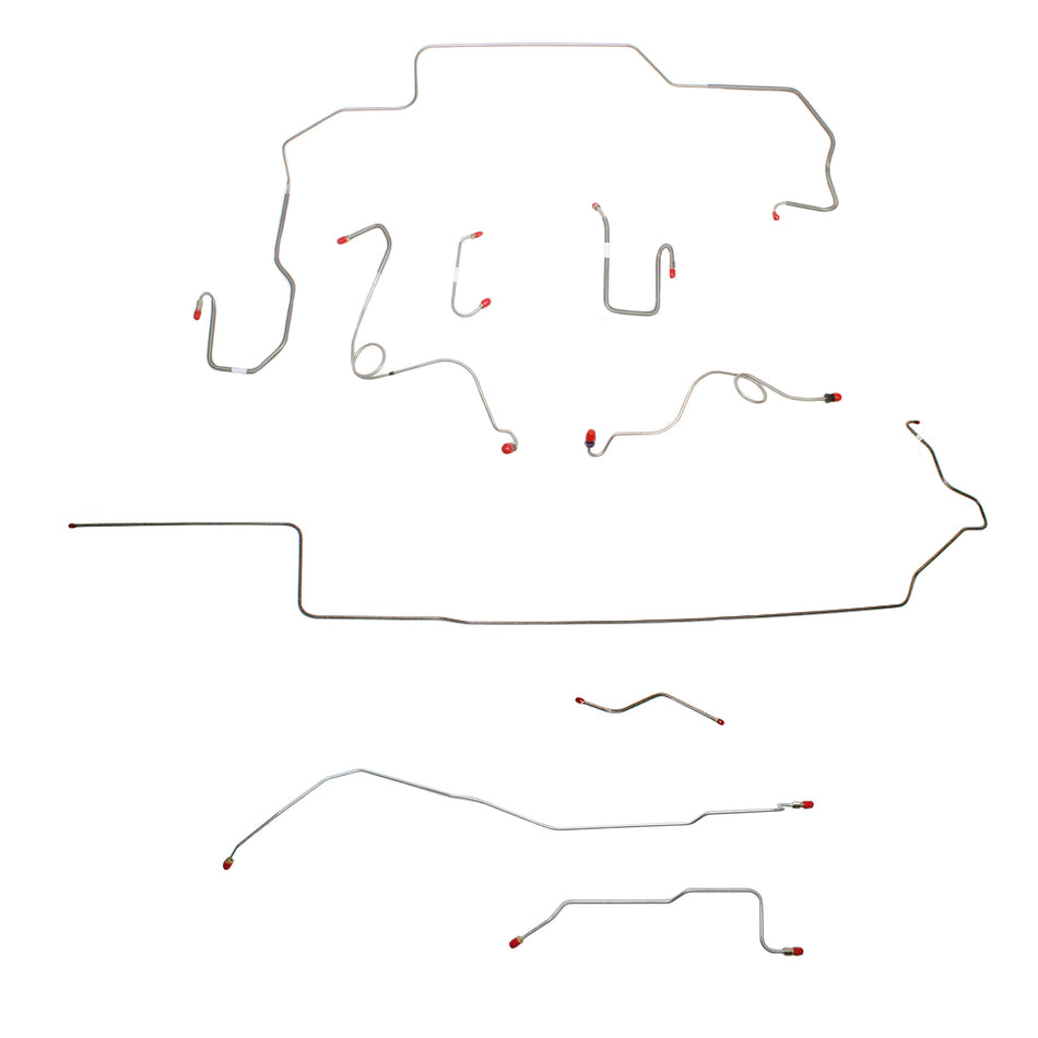 1968-70 MOPAR B-body w/ Power Disc, Right Ported Master, 3 Valves, Dana Axle; Complete Brake Line Kit; Steel - SSTubes