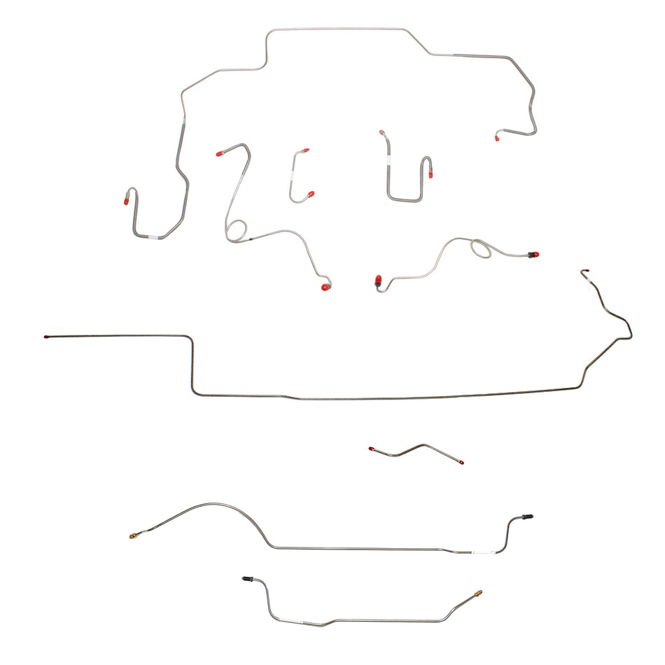 1968-69 MOPAR B-body w/ Power Disc, Right Ported Master 3 Valves, 8-3/4'' Axle; Complete Brake Line Kit; Stainless - SSTubes