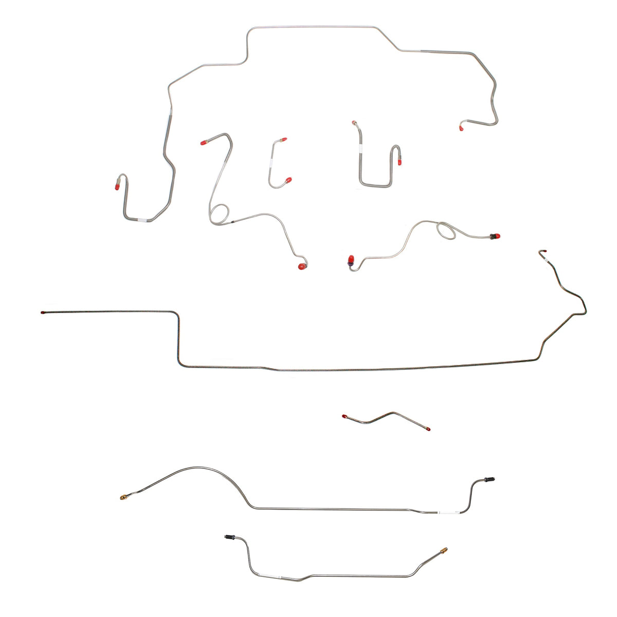 1968-69 MOPAR B-body w/ Power Disc, Right Ported Master 3 Valves, 8-3/4'' Axle; Complete Brake Line Kit; Steel - SSTubes