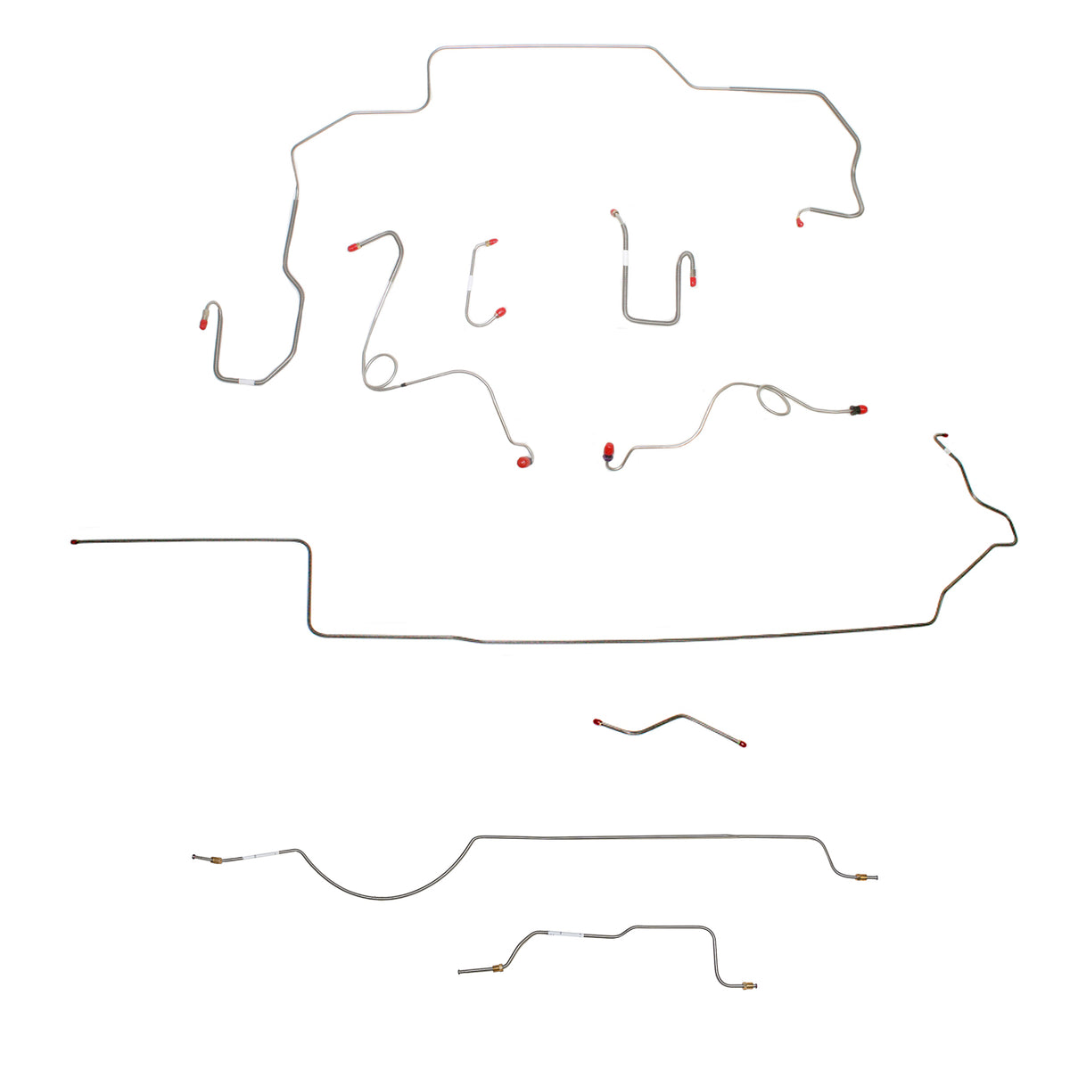 1970 MOPAR B-body w/ Power Disc, Right Ported Master 3 Valves, 8-3/4'' Axle; Complete Brake Line Kit; Stainless - SSTubes