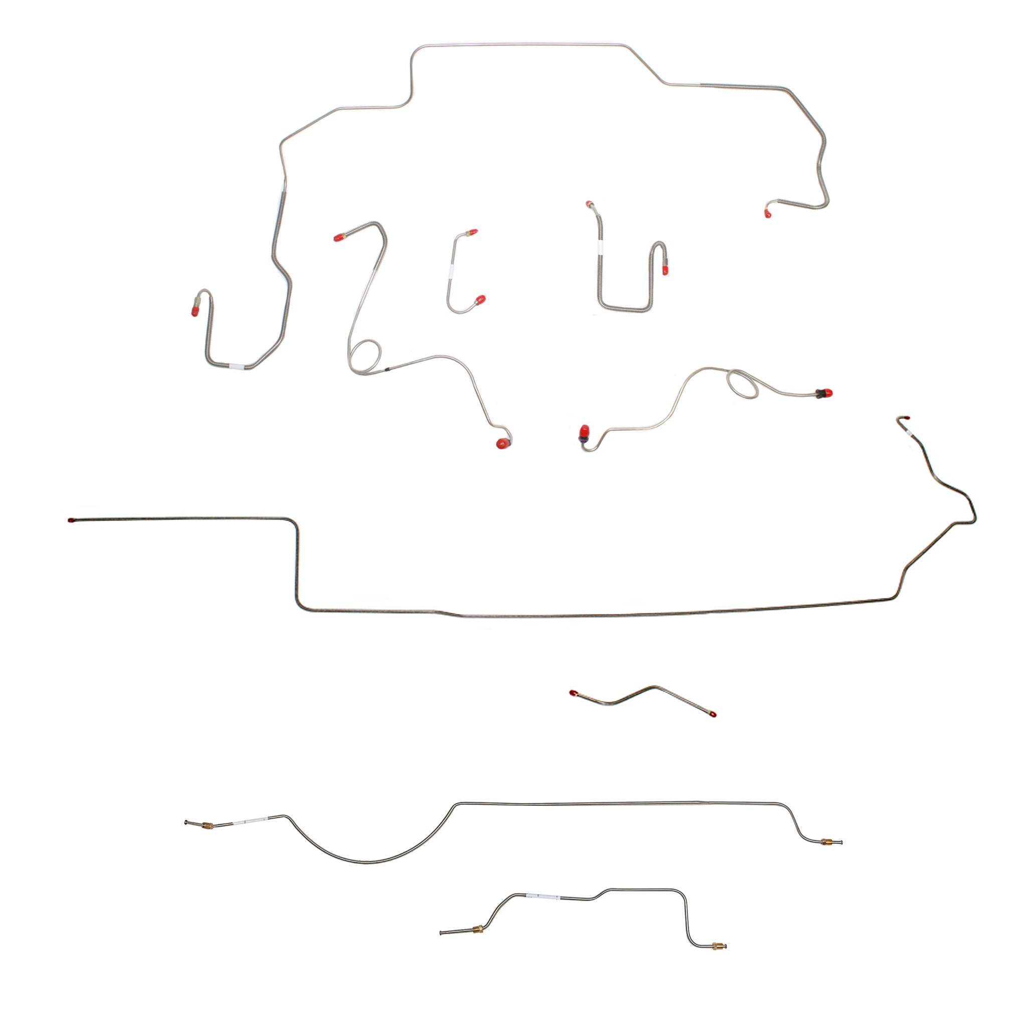 1970 MOPAR B-body w/ Power Disc, Right Ported Master 3 Valves, 8-3/4'' Axle; Complete Brake Line Kit; Stainless - SSTubes