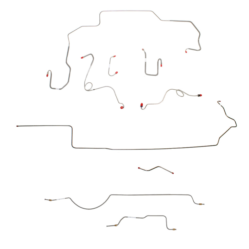 1970 MOPAR B-body w/ Power Disc, Right Ported Master 3 Valves, 8-3/4'' Axle; Complete Brake Line Kit; Stainless - SSTubes