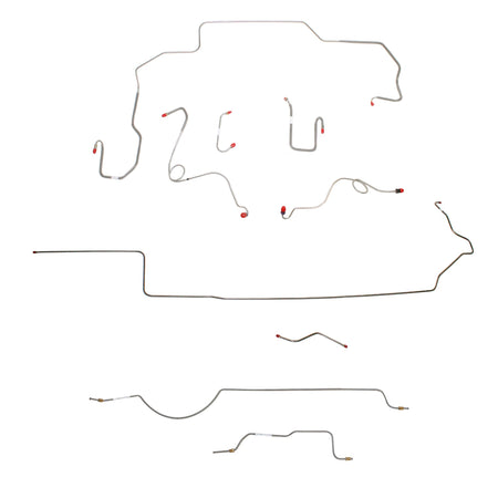 1970 MOPAR B-body w/ Power Disc, Right Ported Master 3 Valves, 8-3/4'' Axle; Complete Brake Line Kit; Stainless - SSTubes