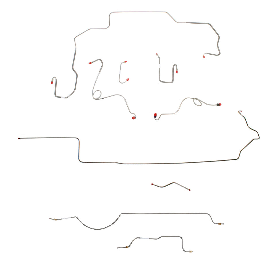 1970 MOPAR B-body w/ Power Disc, Right Ported Master 3 Valves, 8-3/4'' Axle; Complete Brake Line Kit; Steel - SSTubes