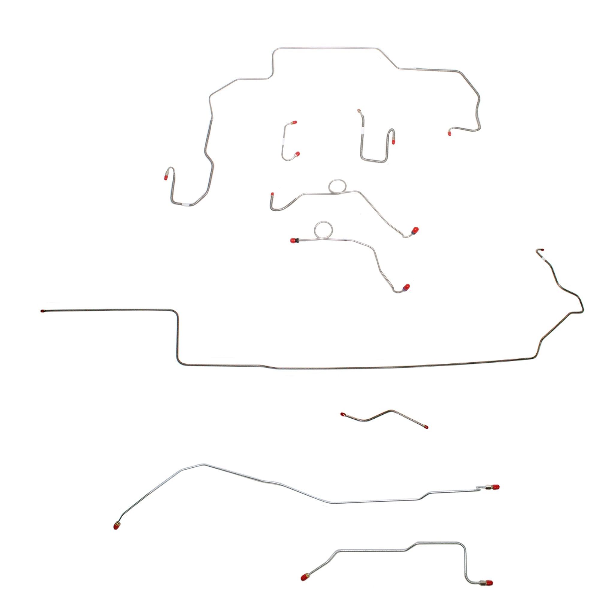 1968-70 MOPAR B-body w/ Power Disc, Left Ported Master, 3 Valves, Right Front UNDER Frame, Dana Axle; Complete Brake Line Kit; Steel - SSTubes