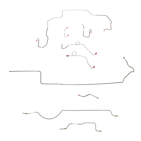 1970 MOPAR B-body w/ Power Disc, Left Ported Master 3 Valves, Right Front UNDER Frame, 8-3/4'' Axle; Complete Brake Line Kit; Stainless - SSTubes