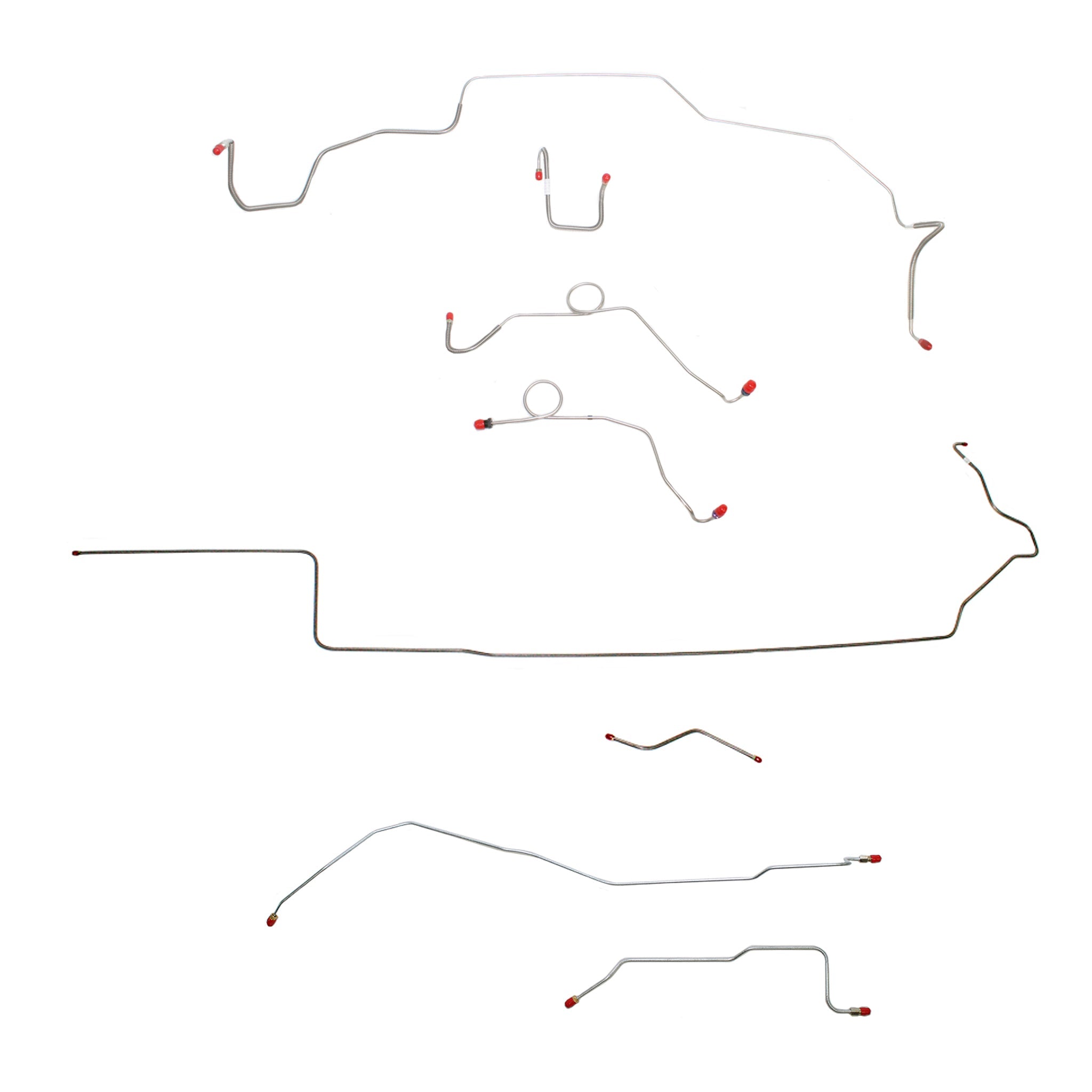 1968-70 MOPAR B-body w/ Power Disc, Left Ported Master, Right Front OVER Frame, Dana Axle; Complete Brake Line Kit; Stainless - SSTubes