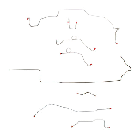1968-70 MOPAR B-body w/ Power Disc, Left Ported Master, Right Front OVER Frame, Dana Axle; Complete Brake Line Kit; Stainless - SSTubes