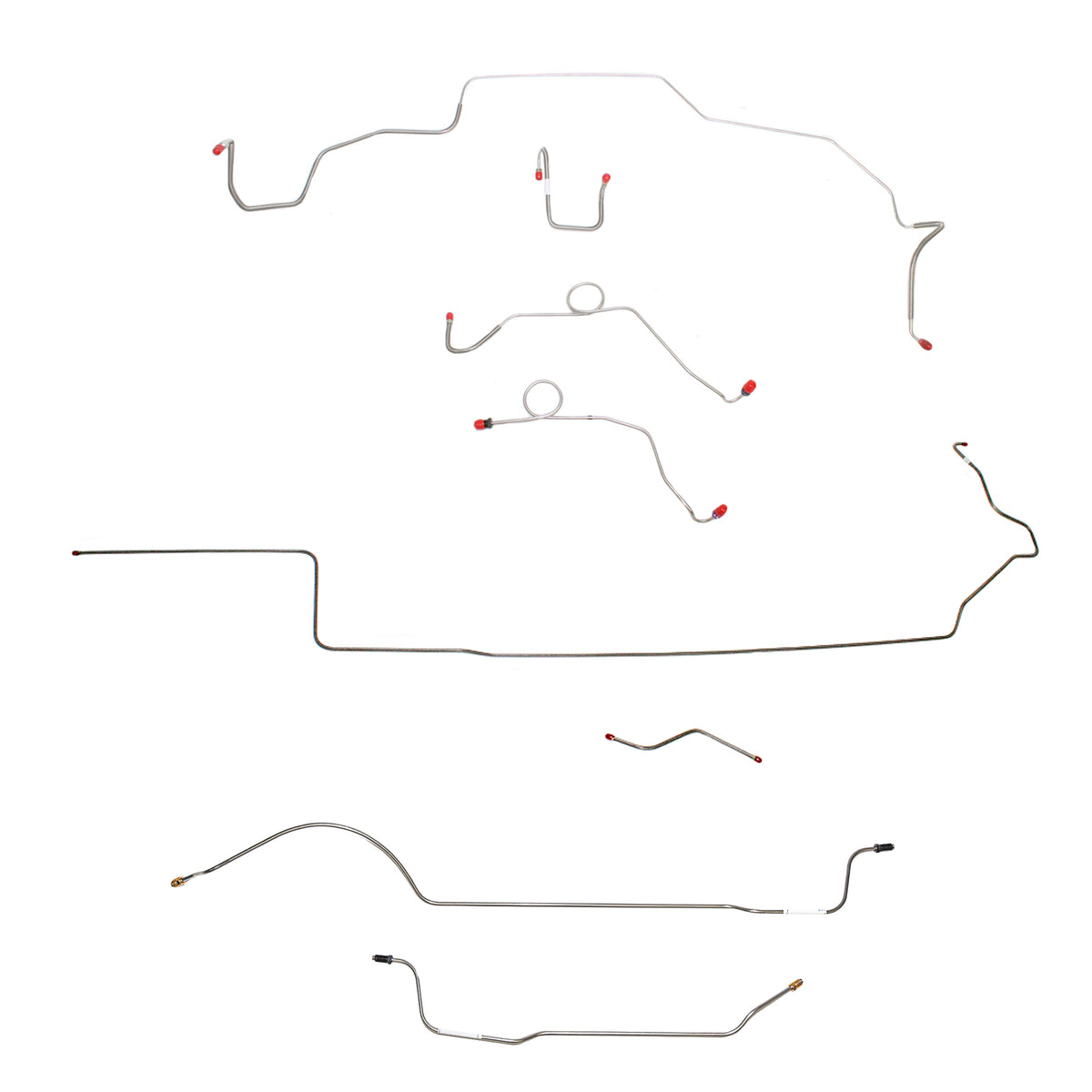 1968-69 MOPAR B-body w/ Power Disc, Left Ported Master, Right Front OVER Frame, 8-3/4'' Axle; Complete Brake Line Kit; Steel - SSTubes