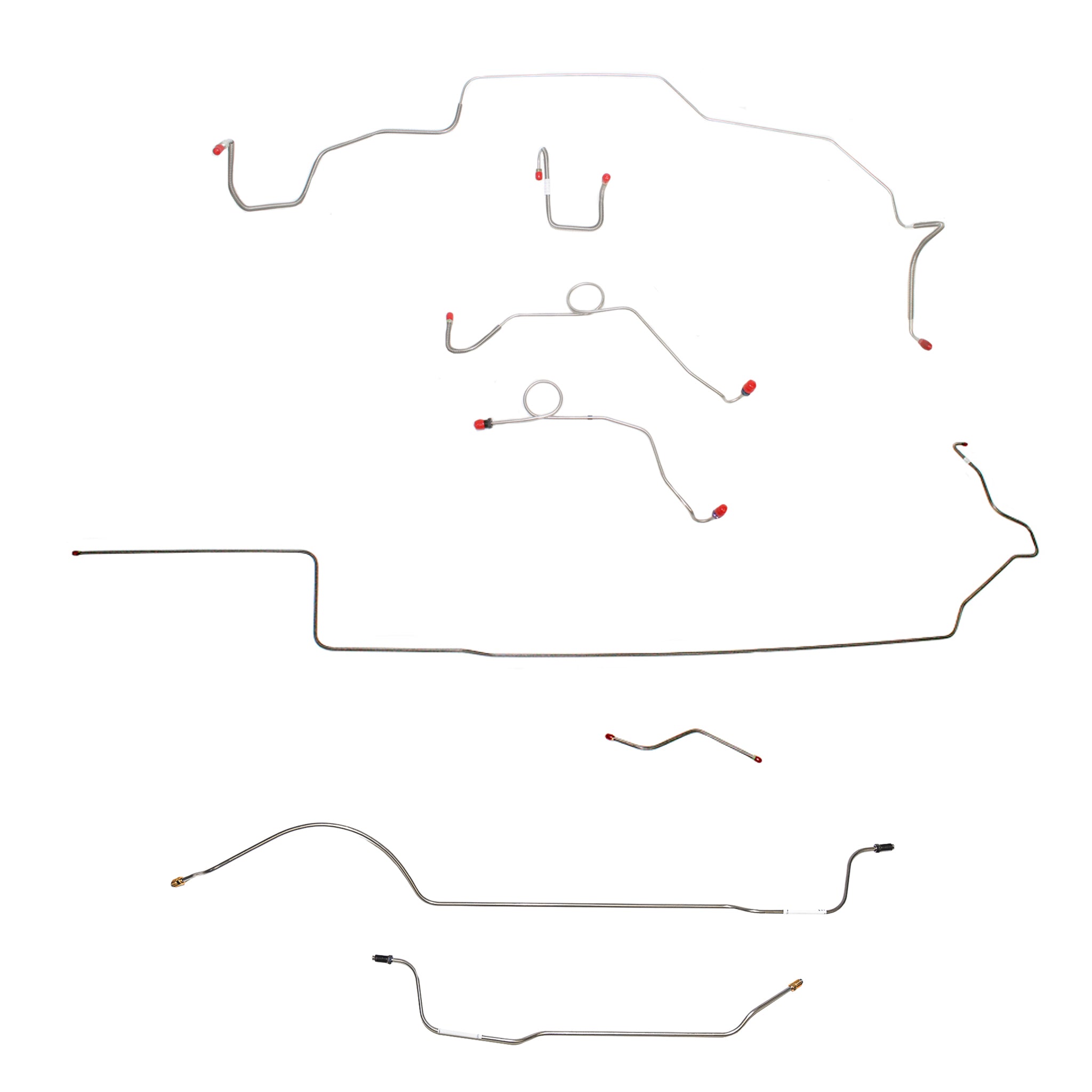 1968-69 MOPAR B-body w/ Power Disc, Left Ported Master, Right Front OVER Frame, 8-3/4'' Axle; Complete Brake Line Kit; Steel - SSTubes