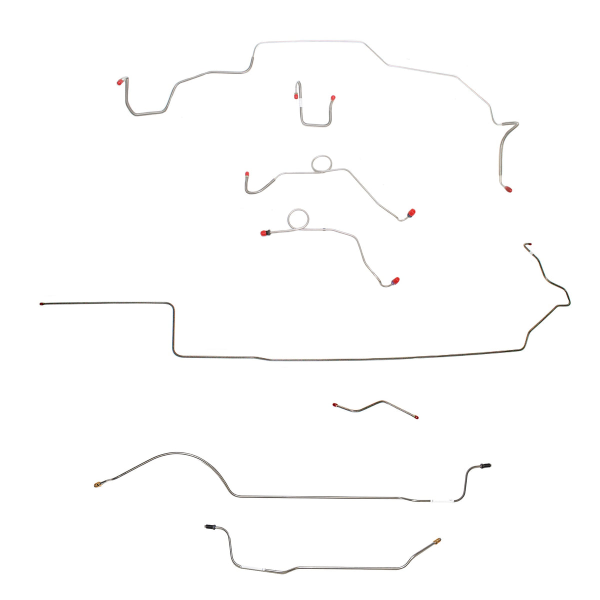 1968-69 MOPAR B-body w/ Power Disc, Left Ported Master, Right Front OVER Frame, 8-3/4'' Axle; Complete Brake Line Kit; Steel - SSTubes