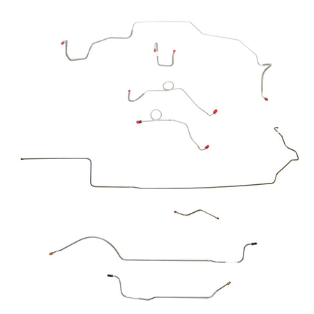 1968-69 MOPAR B-body w/ Power Disc, Left Ported Master, Right Front OVER Frame, 8-3/4'' Axle; Complete Brake Line Kit; Stainless - SSTubes