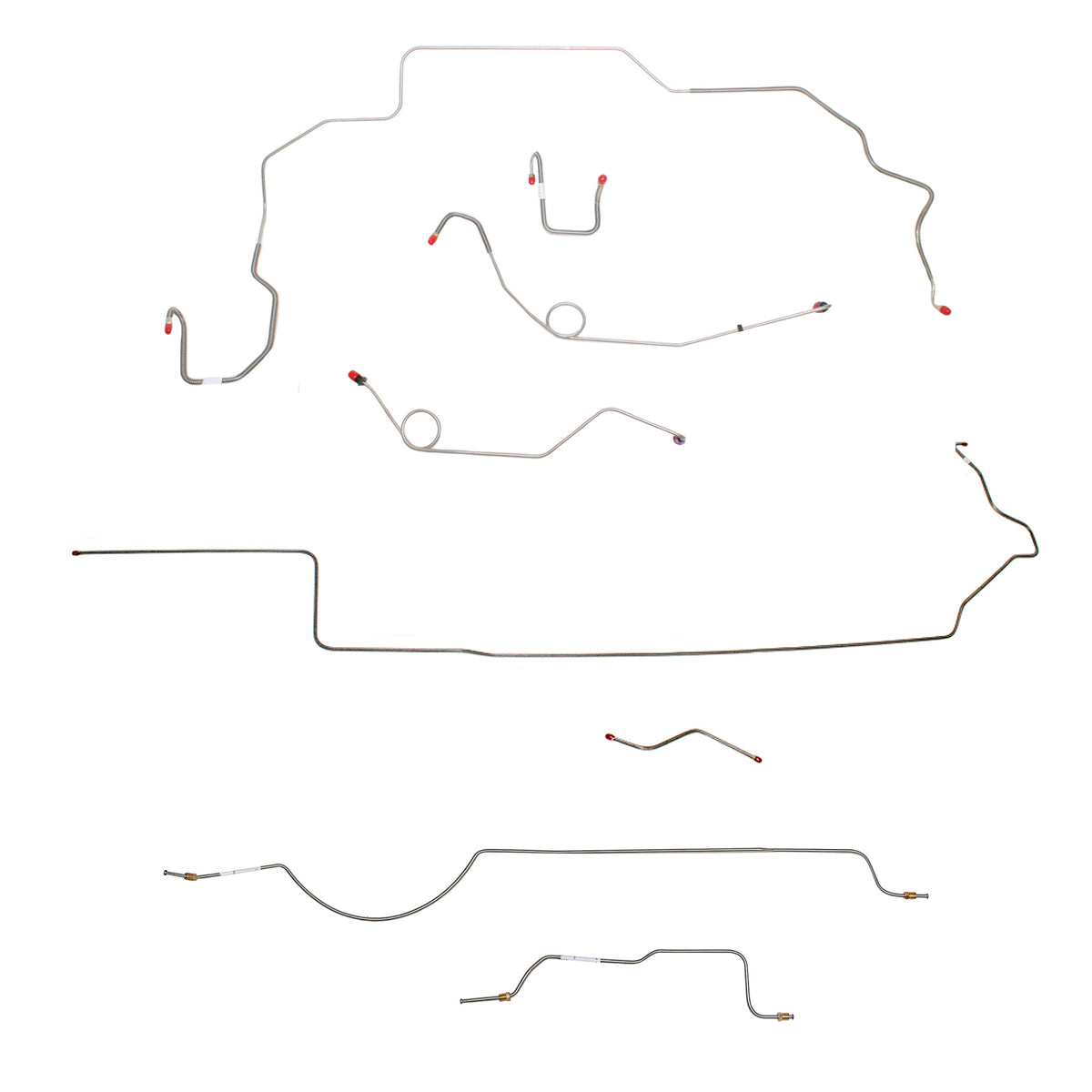 1970 MOPAR B-body w/ Power Disc, Left Ported Master, Right Front OVER Frame, 8-3/4'' Axle; Complete Brake Line Kit; Steel - SSTubes