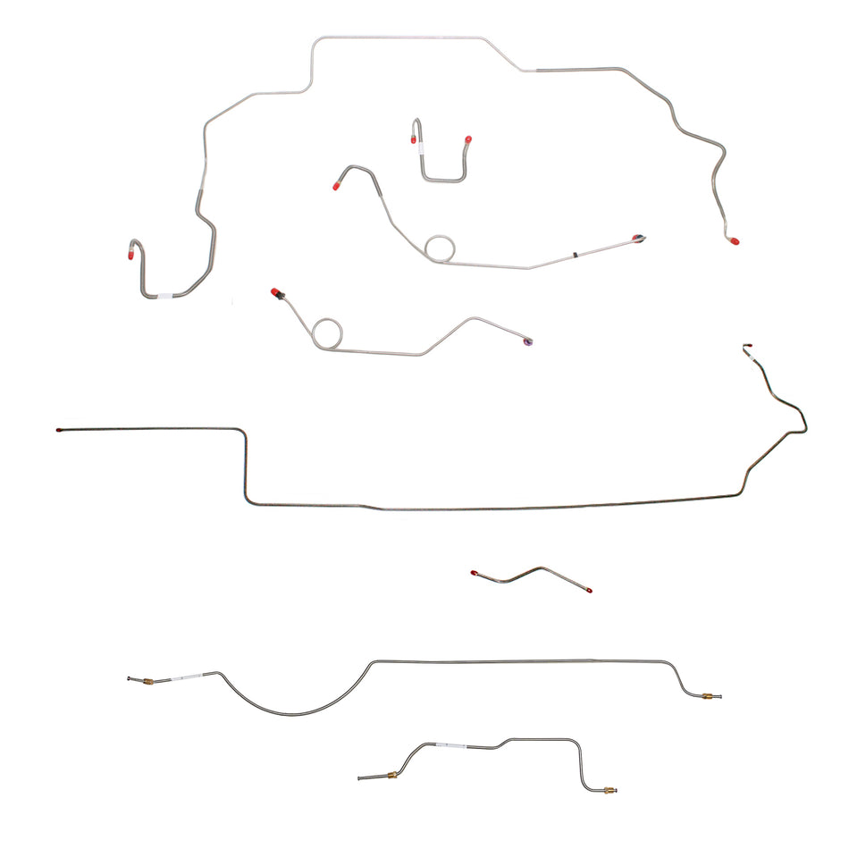 1970 MOPAR B-body w/ Power Disc, Left Ported Master, Right Front OVER Frame, 8-3/4'' Axle; Complete Brake Line Kit; Steel - SSTubes