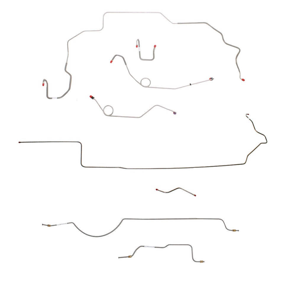 1970 MOPAR B-body w/ Power Disc, Left Ported Master, Right Front OVER Frame, 8-3/4'' Axle; Complete Brake Line Kit; Steel - SSTubes