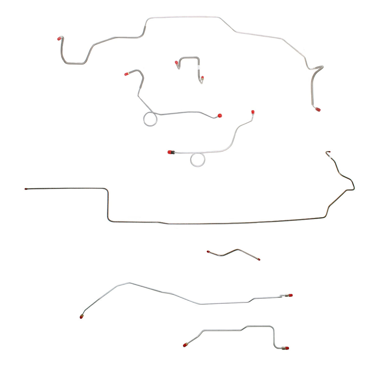 1968-70 MOPAR B-body w/ Power Disc, Right Ported Master, 2 Valves, Right Front OVER Frame, Dana Axle; Complete Brake Line Kit; Steel - SSTubes