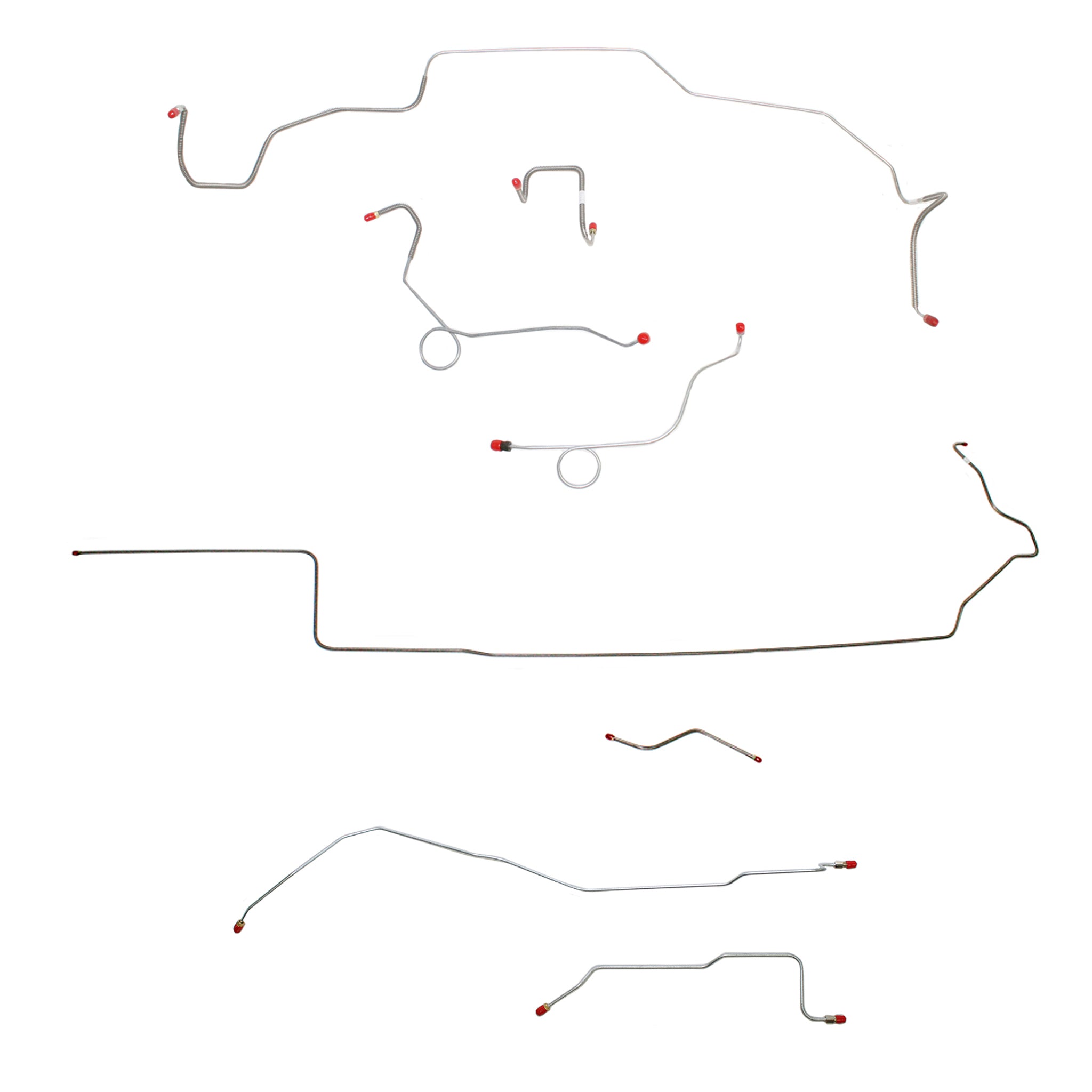 1968-70 MOPAR B-body w/ Power Disc, Right Ported Master, 2 Valves, Right Front OVER Frame, Dana Axle; Complete Brake Line Kit; Stainless - SSTubes