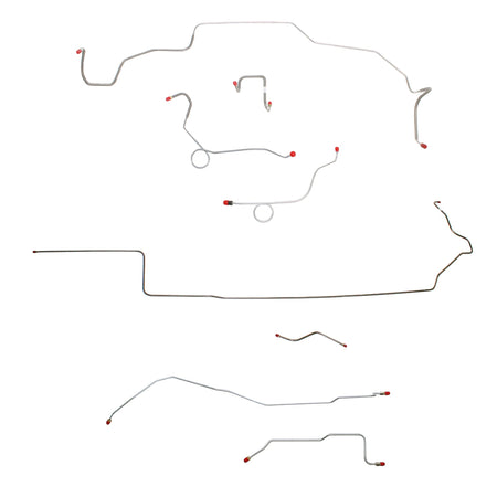 1968-70 MOPAR B-body w/ Power Disc, Right Ported Master, 2 Valves, Right Front OVER Frame, Dana Axle; Complete Brake Line Kit; Stainless - SSTubes